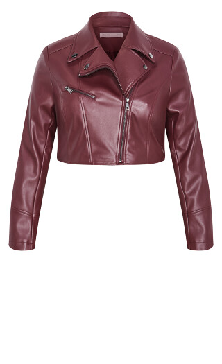 Amira Faux Leather Jacket - dark cherry