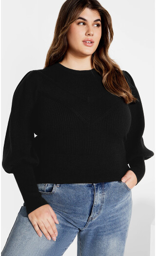 Plus Size Jojo Rib Jumper - black