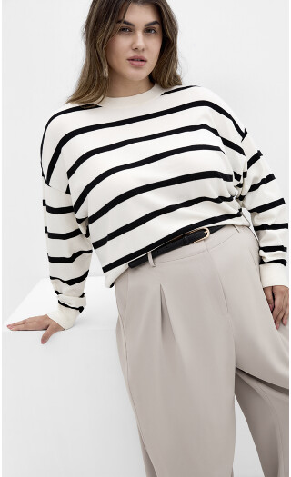 UPDATED Plus Size Kenia Stripe Jumper - ivory
