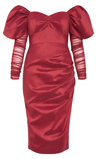 Valentine Off Shoulder Dress - crimson