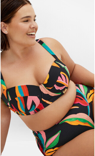 Maui Print Underwire Bikini Top - black print