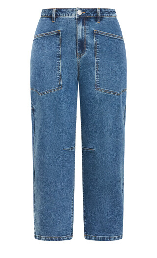 Harley Fit Hazel Barrel Leg Jean - mid wash
