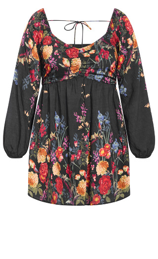 Eden Border Mini Dress - black