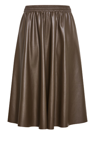 Sarah Faux Leather Skirt - chocolate
