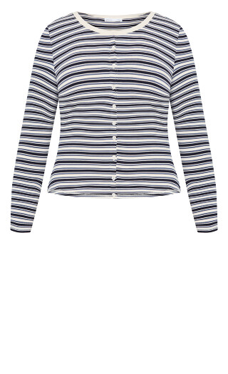 Casey Stripe Button Through Top - cream
